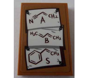 LEGO Medium Dark Flesh Tile 2 x 3 with Chemical Formulas Sticker (26603)