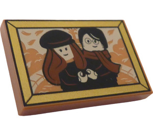 LEGO Medium Dark Flesh Tile 2 x 3 with Portrait Lily and James Potter (26603)