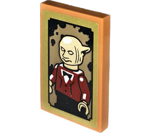 LEGO Medium Dark Flesh Tile 2 x 3 with Portrait of Goblin with Dark Red Suit Sticker (26603)