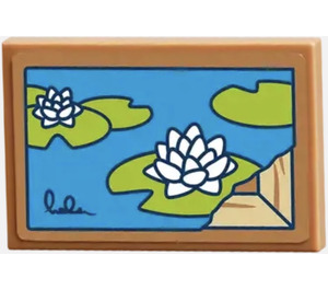 LEGO Medium Mörk Hud Bricka 2 x 3 med Water Lillies Picture