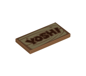 LEGO Medium Dark Flesh Tile 2 x 4 with 'YOSHI' (87079 / 94350)