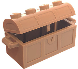 LEGO Medium Dark Flesh Treasure Chest with Lid (Thick Hinge with Slots in Back)