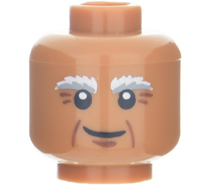 LEGO Carne medio scuro Vitruvius Testa con Bushy Eyebrows (Perno solido incassato) (3626)