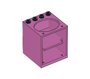 LEGO Rose moyen foncé Cabinet 4 x 4 x 4 avec Sink Trou (6197)