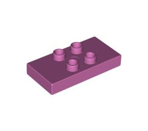 LEGO Medium Dark Pink Duplo Tile 2 x 4 x 0.33 with 4 Center Studs (Thick) (6413)