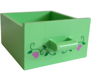 LEGO Medium groen Drawer met Harten en Bloemen Sticker (6198)