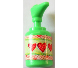 LEGO Medium Green Scala Soap Dispenser with Small Hearts Sticker