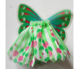 LEGO Medium Green Skirt with flower pattern and green plastic wings