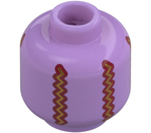 LEGO Medium Lavender Head with Dark Red and Gold Zig Zag Vertical Lines (Recessed Solid Stud) (3274 / 104988)