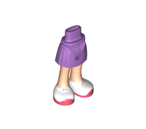 LEGO Medium Lavender Hip with Basic Curved Skirt with White Shoes with Coral Soles with Thin Hinge (2241 / 35614)