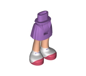 LEGO Medium Lavender Hip with Basic Curved Skirt with White Shoes with Thick Hinge (35614)