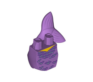 LEGO Medium Lavender Mermaid Tail Curved Left with Purple Scales (16198 / 95351)