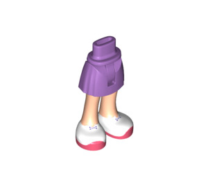 LEGO Medium Lavender Minidoll Hip with Curved Skirt with White Shoes with Coral Soles (Thin Hinge) (2241 / 35614)