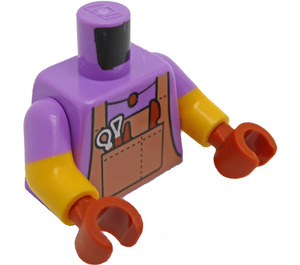 LEGO Medium lavendel Minifiguur Torso met Donker zandbruin Overalls en Tools in Pocket (973 / 78568)