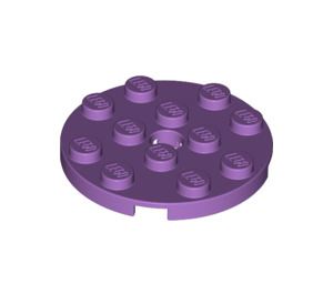 LEGO Mittlerer Lavendel Platte 4 x 4 Runden mit Loch und Snapstud (60474)