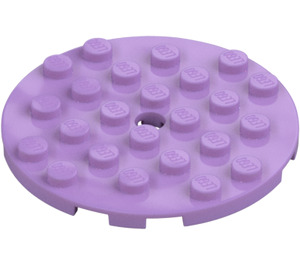 LEGO Medium Lavender Plate 6 x 6 Round with Pin Hole (11213)