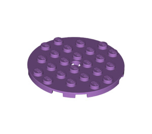 LEGO Mittlerer Lavendel Platte 6 x 6 Runden mit Stift Loch (11213)