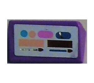 LEGO Medium Lavender Slope 1 x 2 (31°) with 2 brushes and makup (brushes down) Sticker (85984)