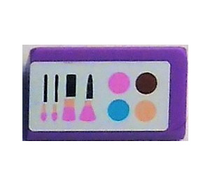 LEGO Medium Lavender Slope 1 x 2 (31°) with Eye Shadow and Brushes Sticker (85984)