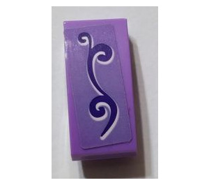 LEGO Medium Lavender Slope 1 x 2 Curved with Dark Purple Swirl (Right) Sticker (11477)