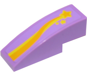 LEGO Medium Lavender Slope 1 x 3 Curved with Orange and Yellow Shooting Star (Left) Sticker (50950)