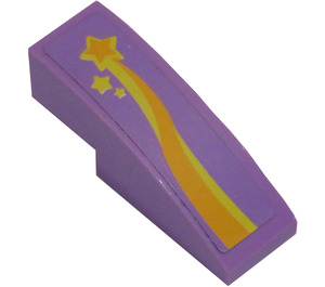 LEGO Medium Lavender Slope 1 x 3 Curved with Orange and Yellow Shooting Star (Right) Sticker (50950)