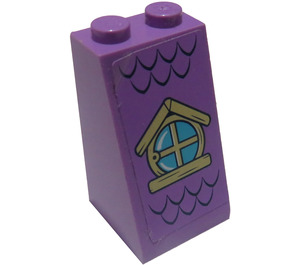 LEGO Středně levandulová Sklon 2 x 2 x 3 (75°) s Střecha Okno Samolepka (Pevné cvočky) (98560)