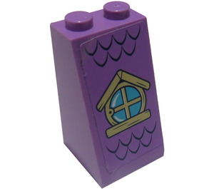 LEGO Lavande moyenne Pente 2 x 2 x 3 (75°) avec Roof Fenêtre Autocollant Goujons solides (98560)