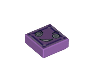 LEGO Mittlerer Lavendel Fliese 1 x 1 mit Purple Kryptomite Gesicht  mit Nut (3070 / 29407)