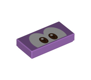 LEGO Medium Lavender Tile 1 x 2 with Eyes with Brown with Groove (3069 / 68916)