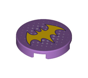 LEGO Medium Lavendel Bricka 2 x 2 Runda med Batgirl logotyp med nedre knopphållare (14769 / 33360)