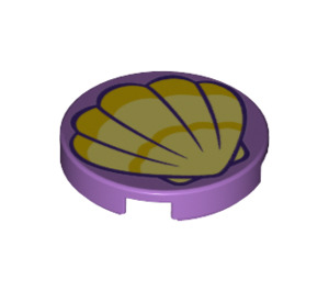 LEGO Medium lavendel Tegel 2 x 2 Rond met Sea Shell met noppenhouder aan de onderzijde (14769 / 39468)