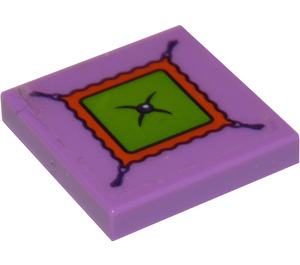 LEGO Medium Lavender Tile 2 x 2 with Cushion with Button Sticker with Groove (3068)