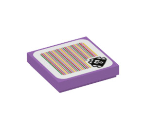 LEGO Medium Lavender Tile 2 x 2 with Urchin Scanner Code with Groove (3068 / 69478)
