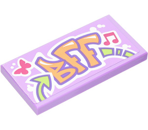 LEGO Medium Lavender Tile 2 x 4 with 'BFF' Sticker (87079)