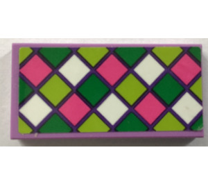 LEGO Medium Lavender Tile 2 x 4 with Stained Glass Sticker (87079)