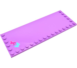 LEGO Medium Lavender Tile 6 x 16 with Studs on 3 Edges with Two Butterflies Sticker (6205)