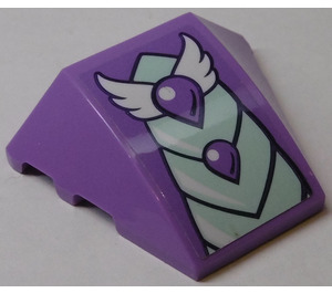 LEGO Medium Lavender Wedge Curved 3 x 4 Triple with Drops, Wings and Blue Scale Sticker (64225)