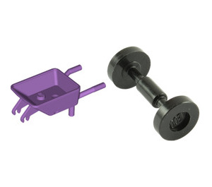 LEGO Mittlerer Lavendel Wheelbarrow mit Schwarz Trolley Räder