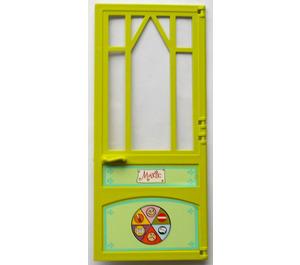LEGO Medium Lime Scala Door Mullioned with 'Marie' Sticker with Hinges