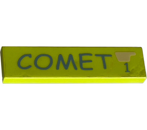 LEGO Medium Lime Tile 1 x 4 with 'COMET' and '1' Sticker (2431)