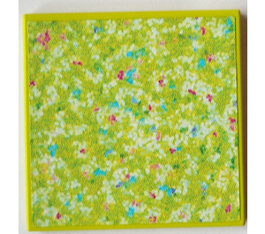 LEGO Medium Lime Tile 6 x 6 with Flower Doormat Sticker without Bottom Tubes (6881)