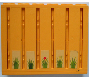 LEGO Mittleres Orange Partition Mauer mit Gras Aufkleber (6860)