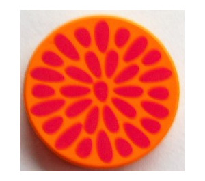 LEGO Mittlere Orange Fliese 2 x 2 Runden mit Magenta Blütenblätter Muster mit "X" unten (4150 / 44828)