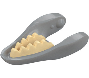 LEGO Grigio pietra medio Animale Mascella (Grande) con Beige Denti (38284 / 103579)