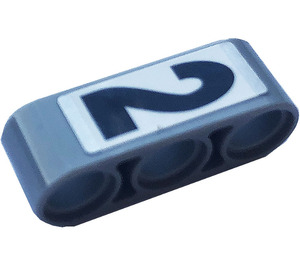 LEGO Medium Stone Gray Beam 3 with Number 2 Sticker (32523)