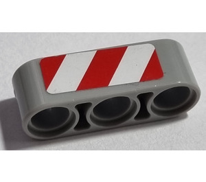 LEGO Medium Stone Gray Beam 3 with Red and White Danger Stripes (Left) Sticker (32523)