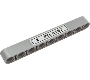 LEGO Medium Stone Gray Beam 9 with 'PB 9187' License Plate Sticker (40490)