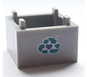 LEGO Medium Stone Gray Box 2 x 2 with Recycling Arrows Sticker (2821)