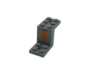 LEGO Medium Stone Gray Bracket 2 x 5 x 2.3 with 'LIFT' and Arrow Sticker without Inside Stud Holder (6087)